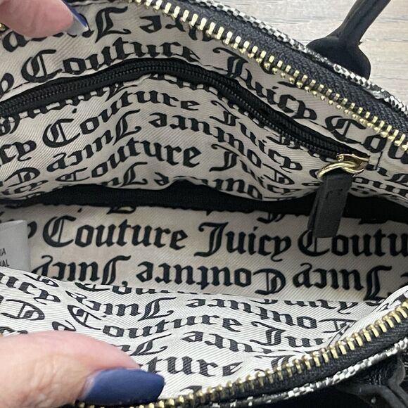 Juicy Couture Mini Crossbody Bag Top Zip Logo Monogram Half Chain Black‎ - Picture 5 of 13